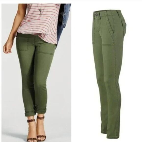 NWOT Cabi 5315 The Quest Skinny Stretch Fine Cord Army Green Pants Size 10 - Picture 1 of 9